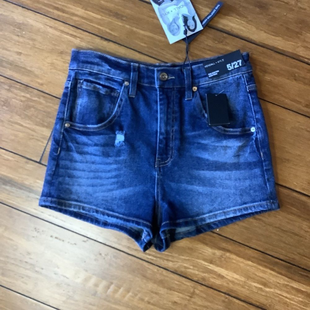 Kendall & Kylie Distressed "The Drifter" high waisted Jean Shorts